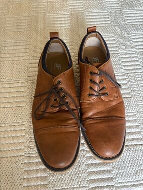 jf j.ferrar Tan/Brown Leather Lace-Up Oxfords